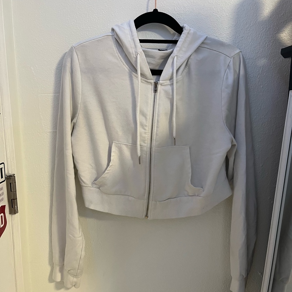 Off white cropped zip up!
